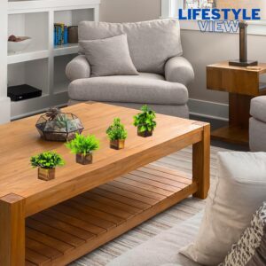 Potted Artificial Plant In Wooden Pot