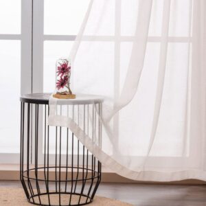 Long Door Faux Linen Sheer Curtains