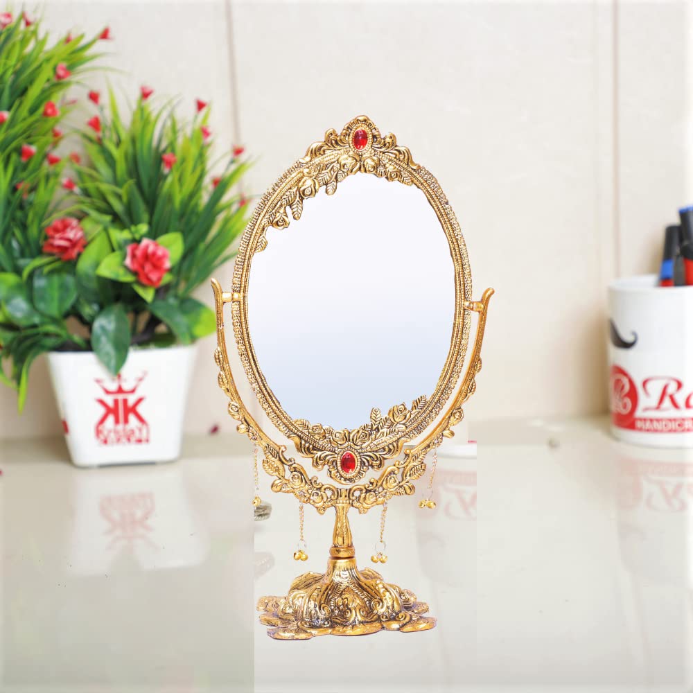 Double Side Table Mirror Gold Plated