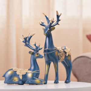 Creative Resin Golden Reindeer Sculptures
