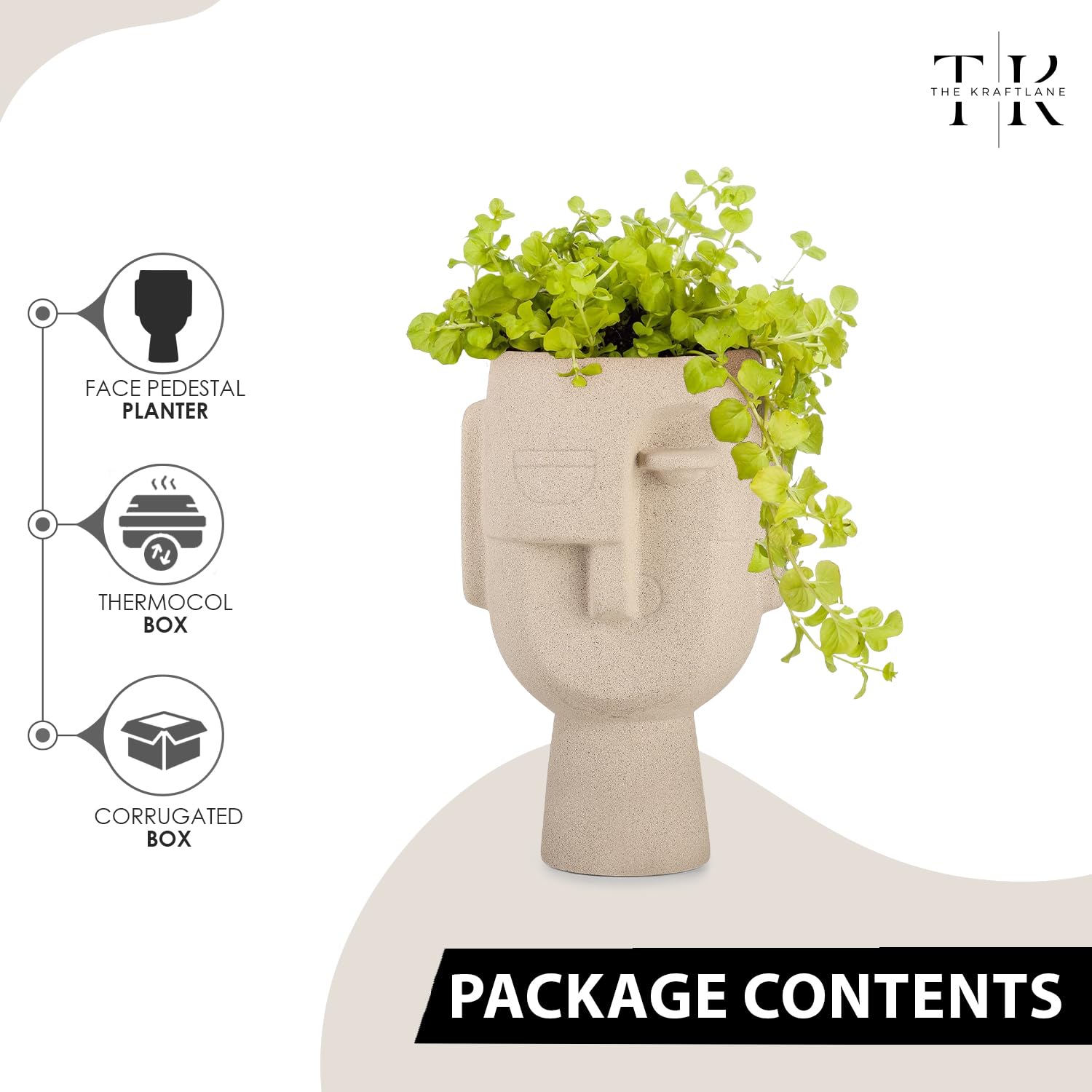 Ceramic Beige 'Big Human Face Vase' - Image 2