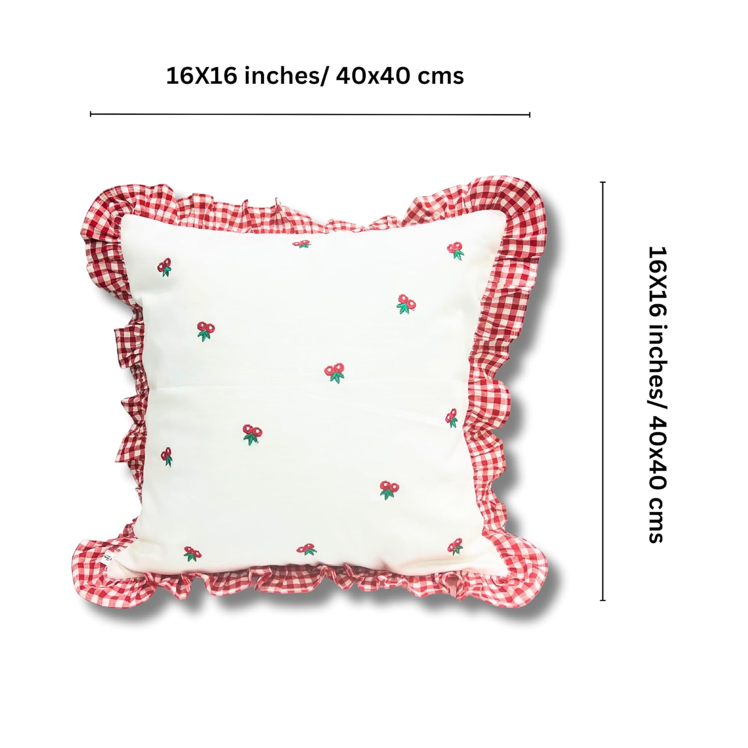 Cotton Cushion Cover Red & White - Image 2