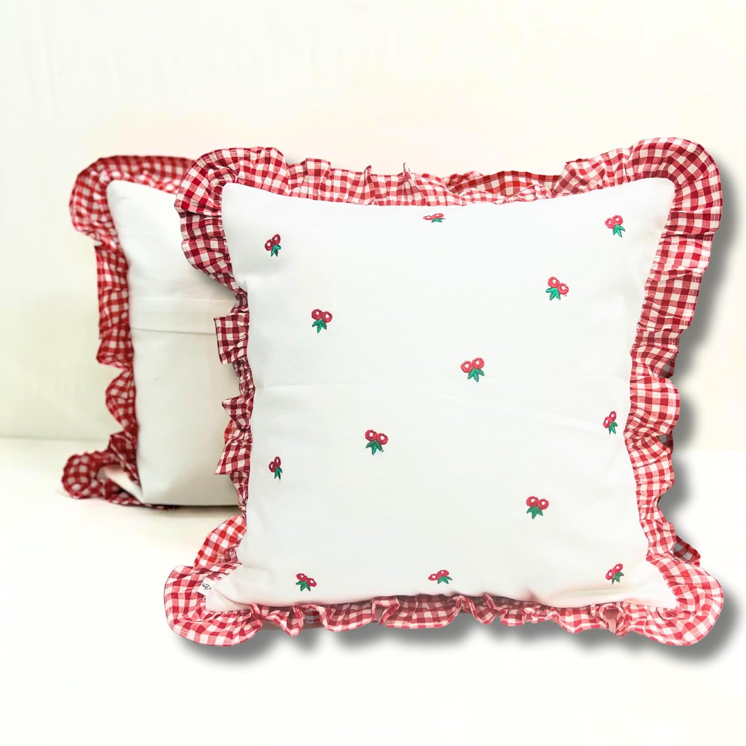 Cotton Cushion Cover Red & White