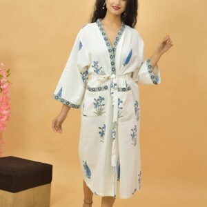 Waffle Fabric White Bathrobe