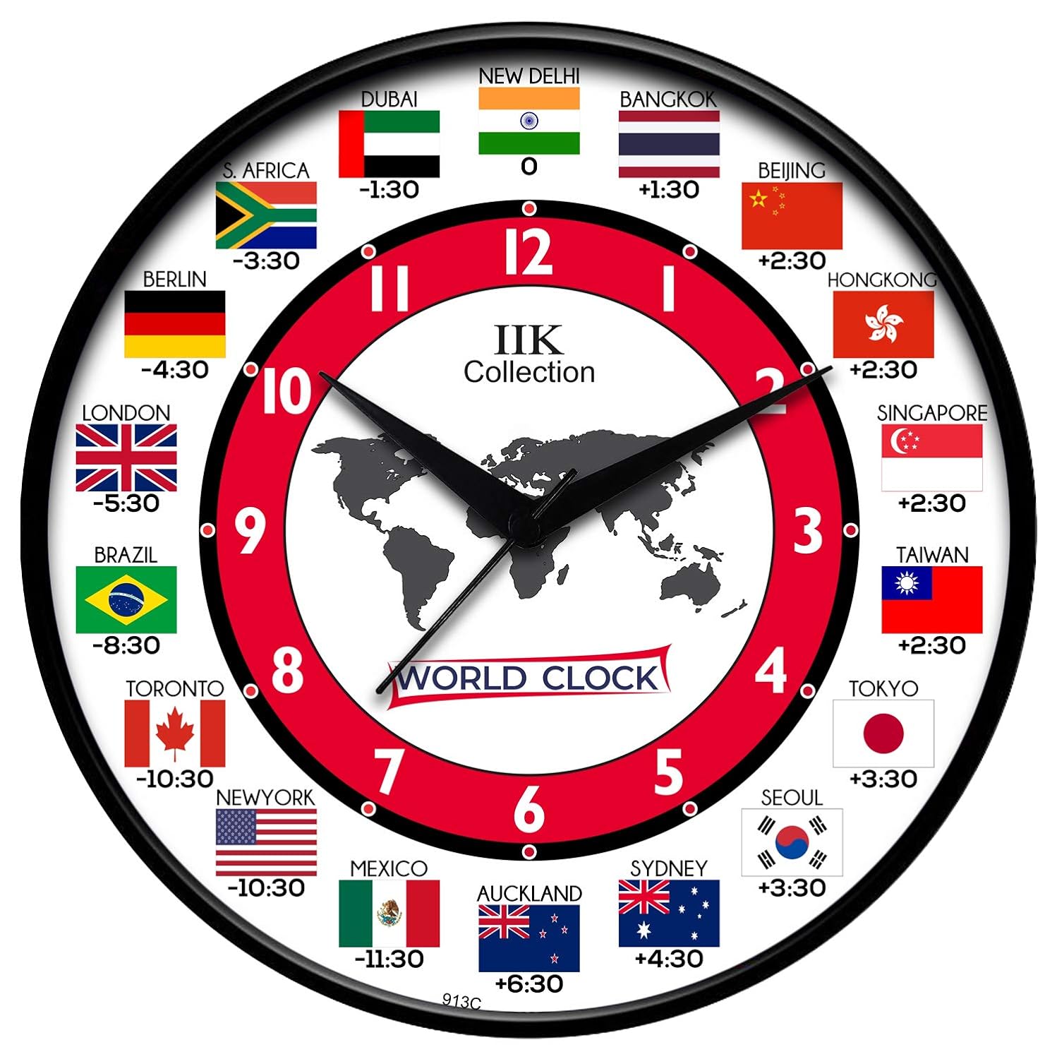 Analogue Round World Wall Clock