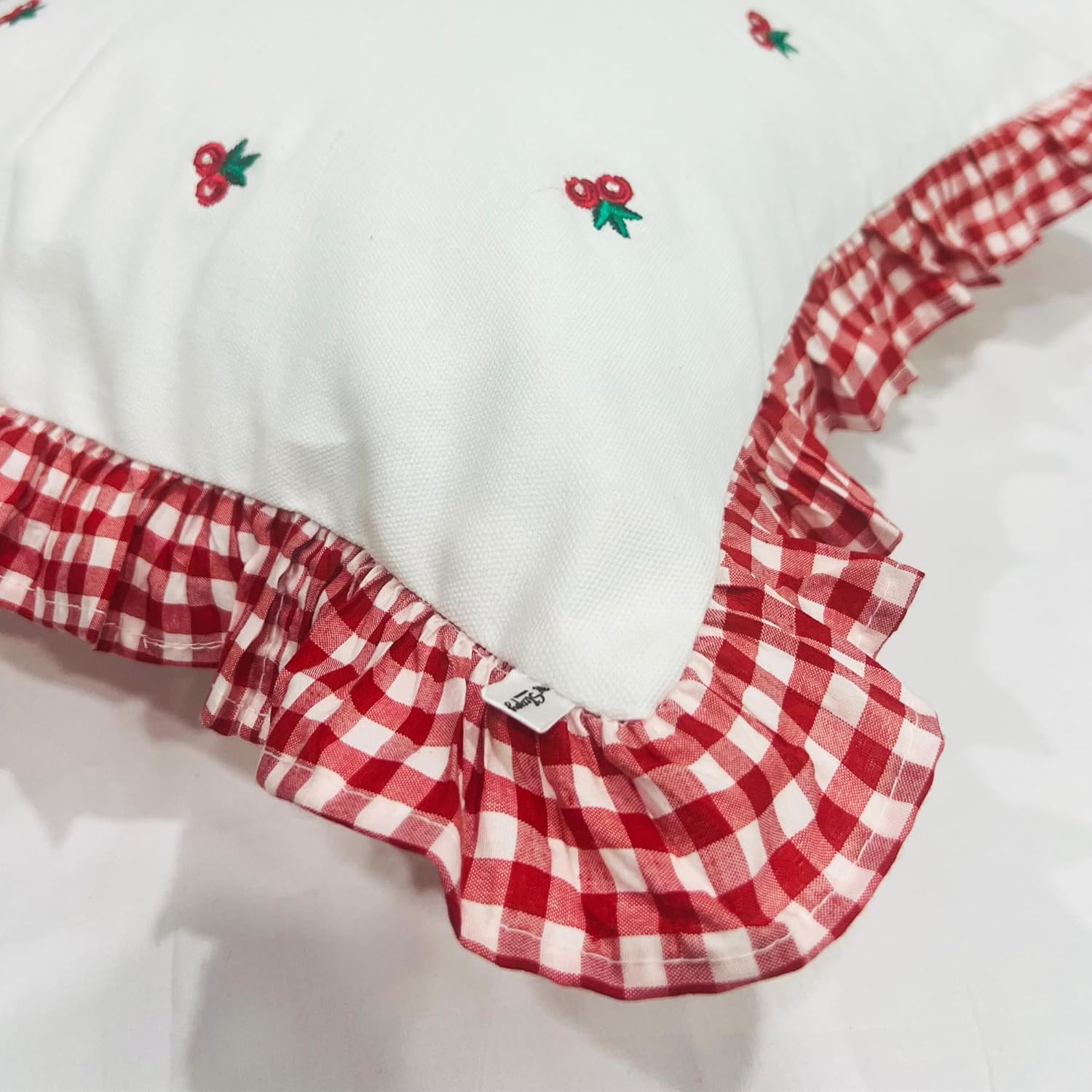 Cotton Cushion Cover Red & White - Image 3