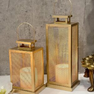 Metal Mesh Set of 2 Iron Lantern