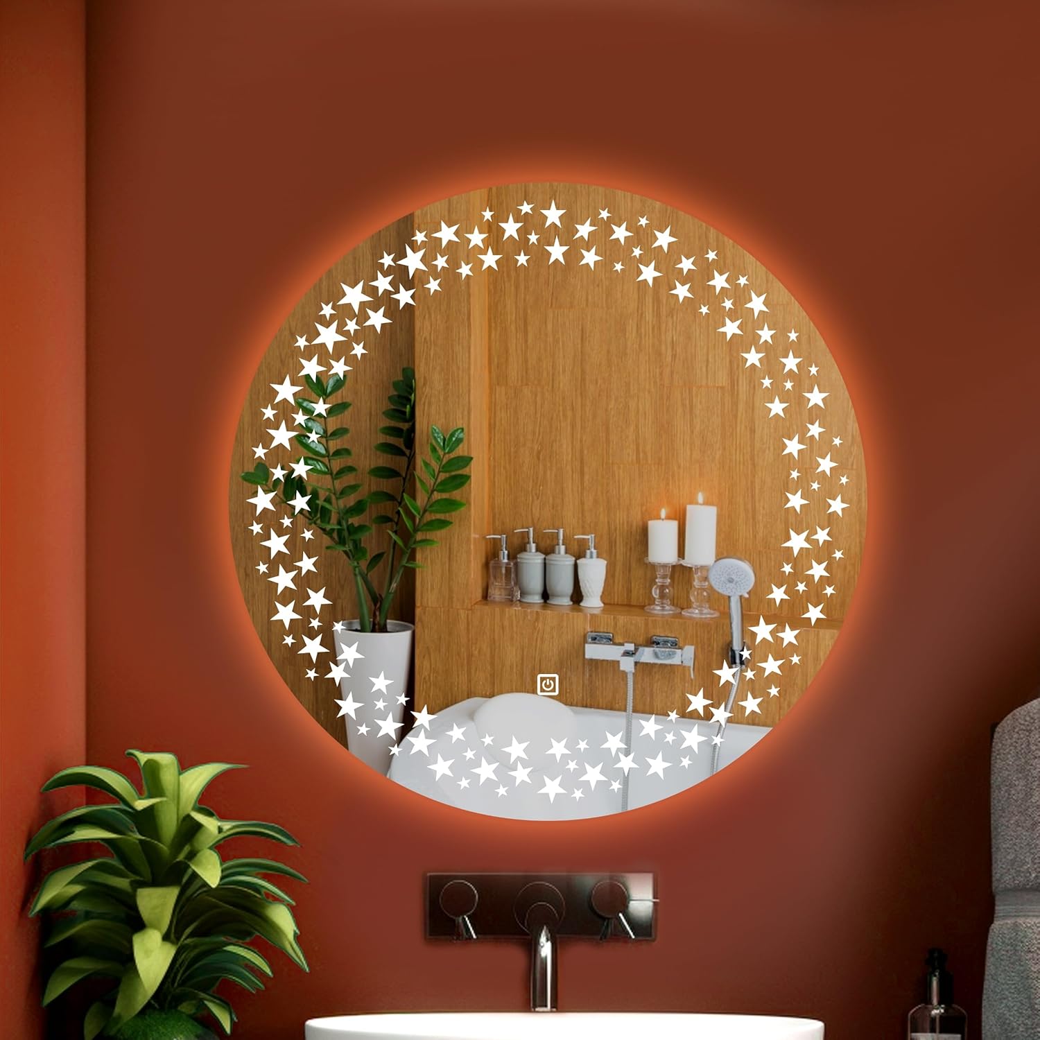 Round 24x24 Inch Wall-Mounted LED Mirror