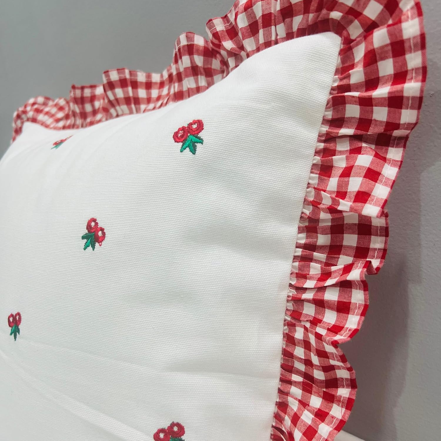 Cotton Cushion Cover Red & White - Image 4