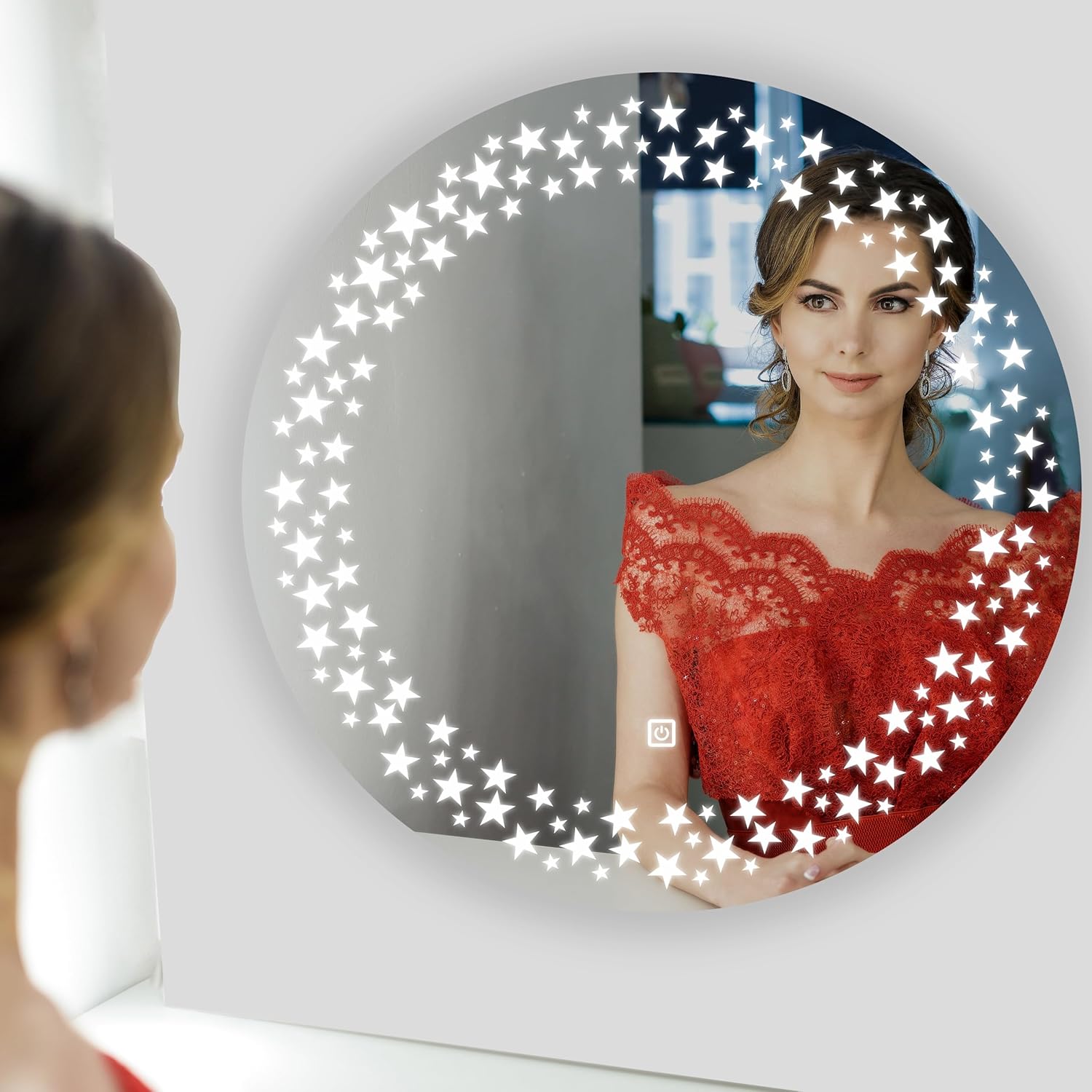 Round 24x24 Inch Wall-Mounted LED Mirror - Image 2