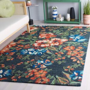 Floral Design Textured Yarn Rug