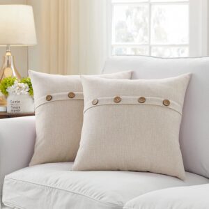 Jute Square Cushion Cover With Buttons