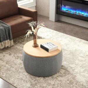 Round Coffee Table with Wooden Top