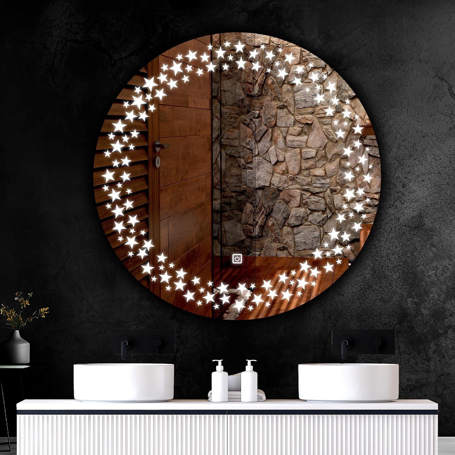 Round 24x24 Inch Wall-Mounted LED Mirror - Image 4
