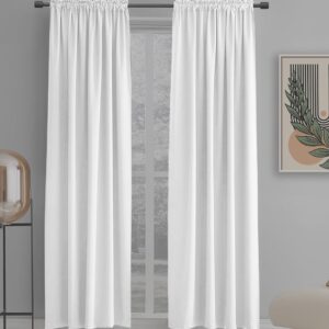 Set of 2 Silky Satin White Curtain