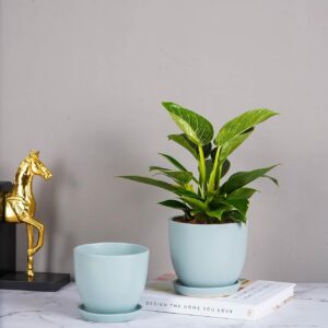 Set of 2 Mint Green Ceramic Pots