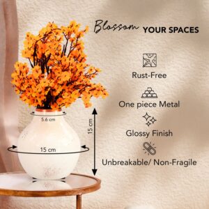 Unbreakable Metallic White Flower Vase
