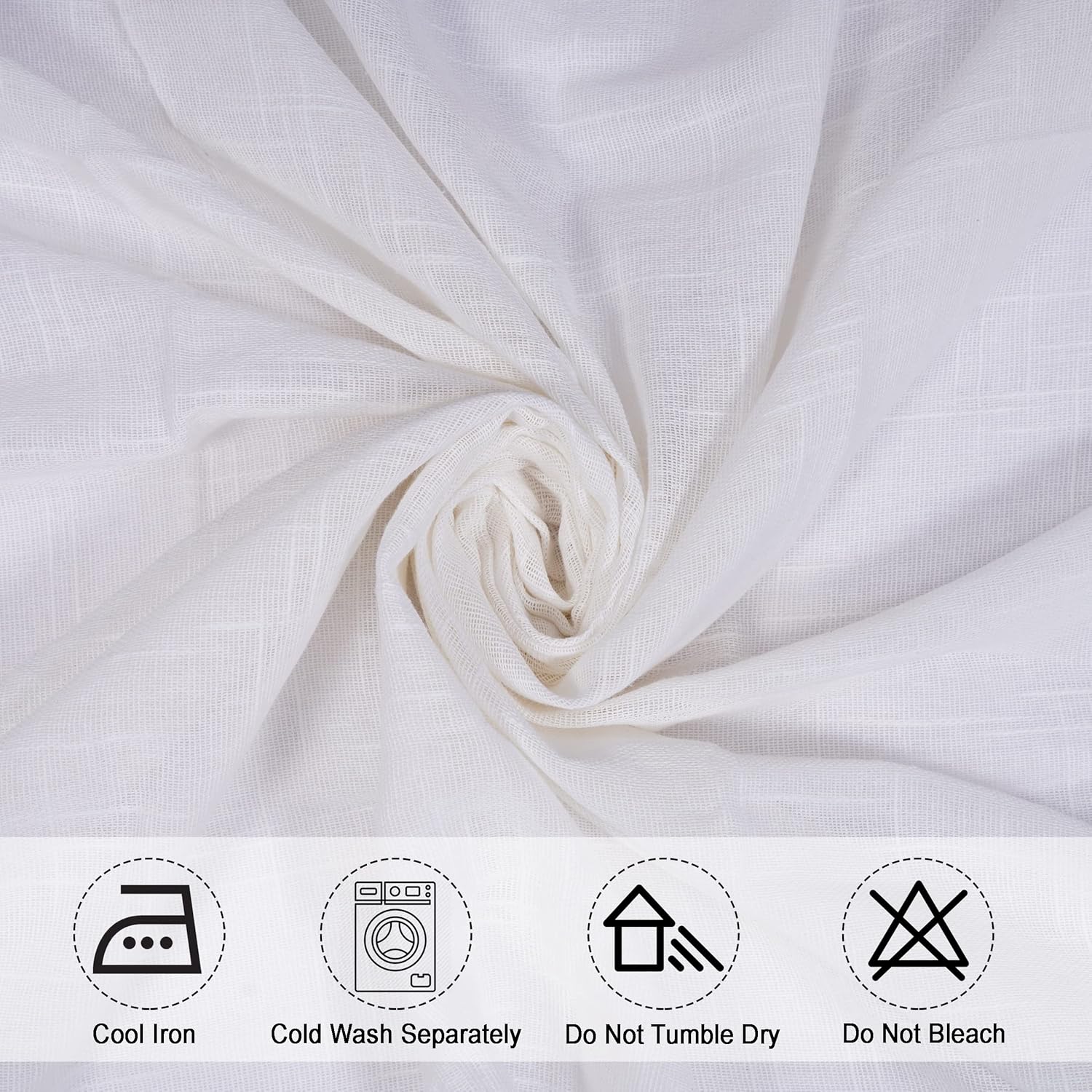 7 Feet White Cotton Sheer Curtains - Image 4