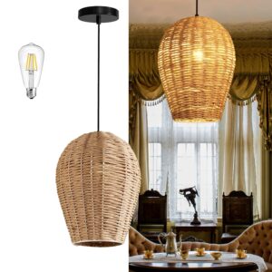 91xJQllZ2mL._SL1500_.jpg Rattan Woven Pendant Light